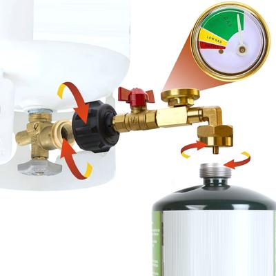Gas Tank Refill Adapter with Valve & Gauge Explosion-proof Brass Gas Refill Valve Cylinder Gas Tank Converter
