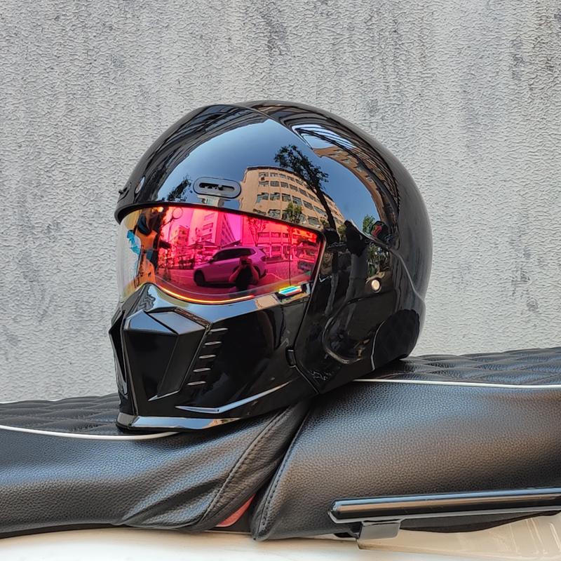 Căști de motocicletă ORZ Cască integrală deschisă 3/4 pentru bărbați Vizieră dublă cu protecție solară internă colorată Omologat DOT