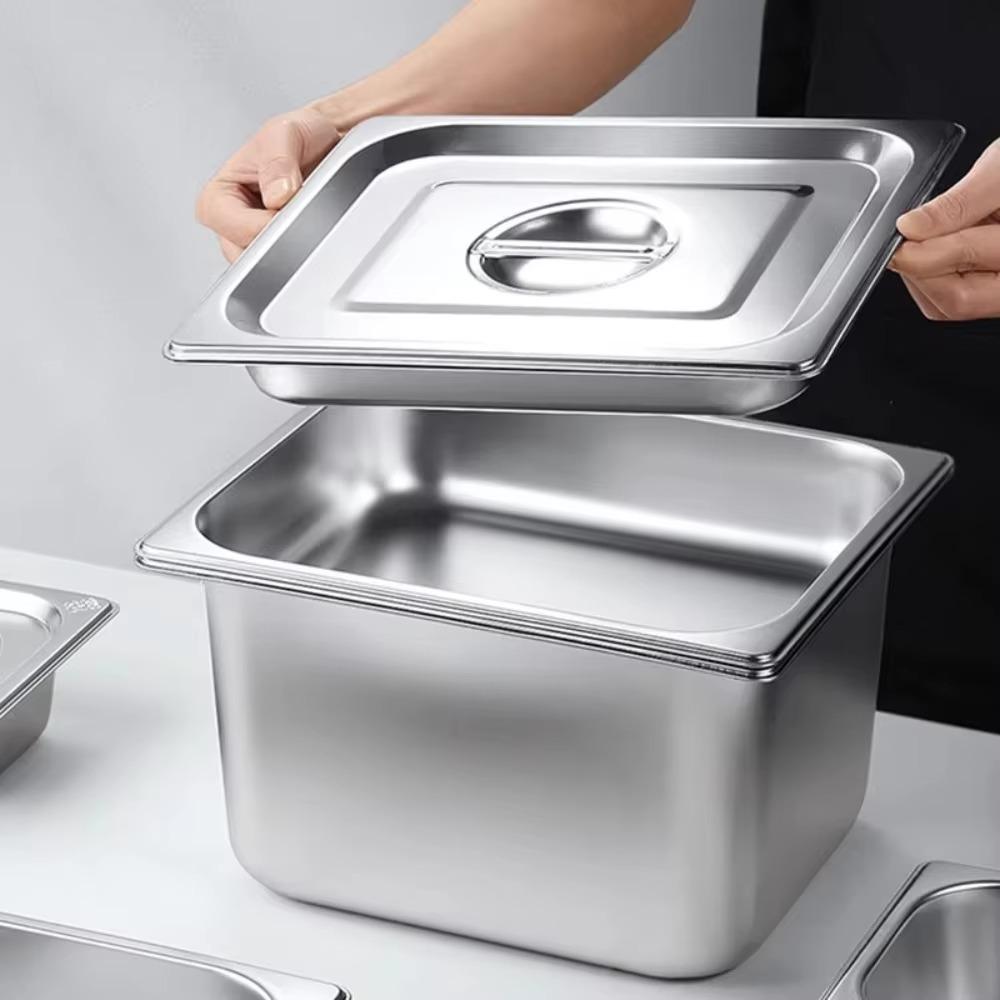Stainless Steel Canteen Food Basin Rectangular Food Preparation Box Food Storage Box  Commercial