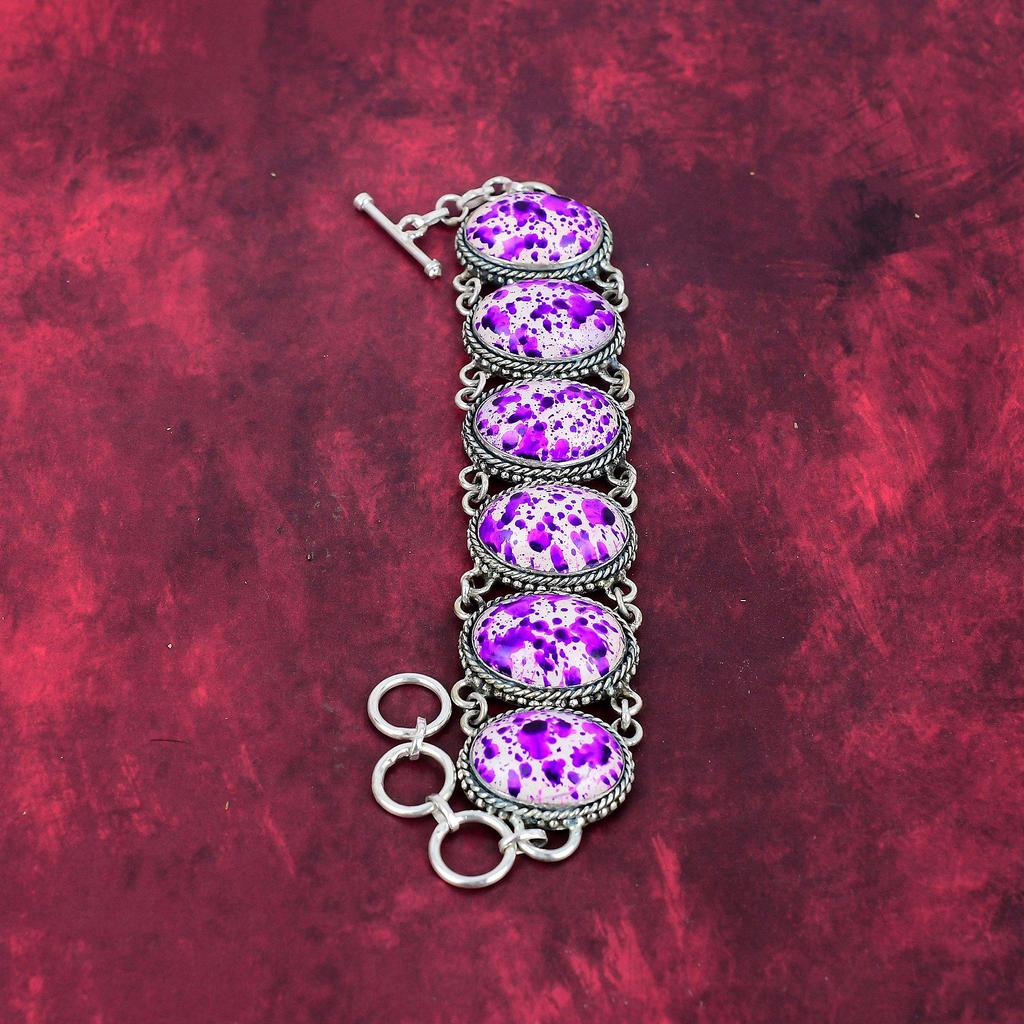 Pink Sea Sediment Jewelry, 925 Solid Sterling Silver Gemstone Bracelet, Handmade Jewelry, For Memorial Day