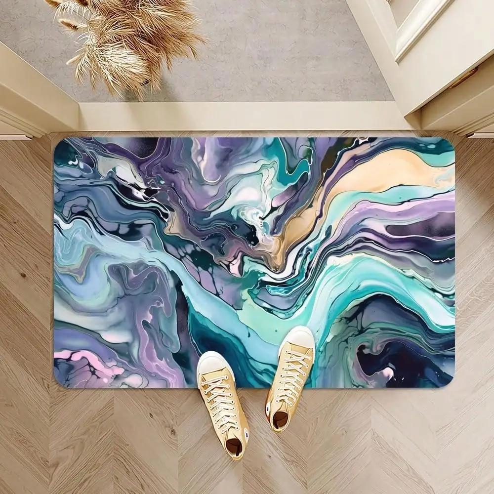 Non Slip Quick Dry Absorbent Vintage Floral Bath Carpet Mat Rug Easy Clean Home Decor for Bathroom Shower Sink Bathtub Door