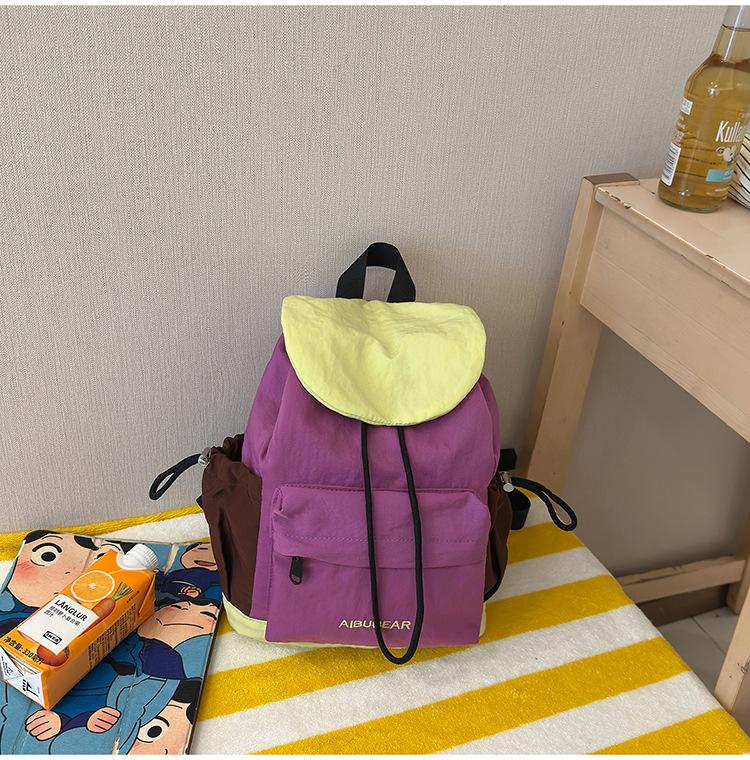 Schoolbag Vitality Low Saturation Color Matching Drawstring Backpack Female College Student Schoolbag Lightweight Outing Versatile Backpack