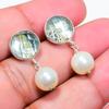 Crystal Quartz, Pearl Gemstone 925 Sterling Silver Jewelry Earring 0.99" KJ-1733