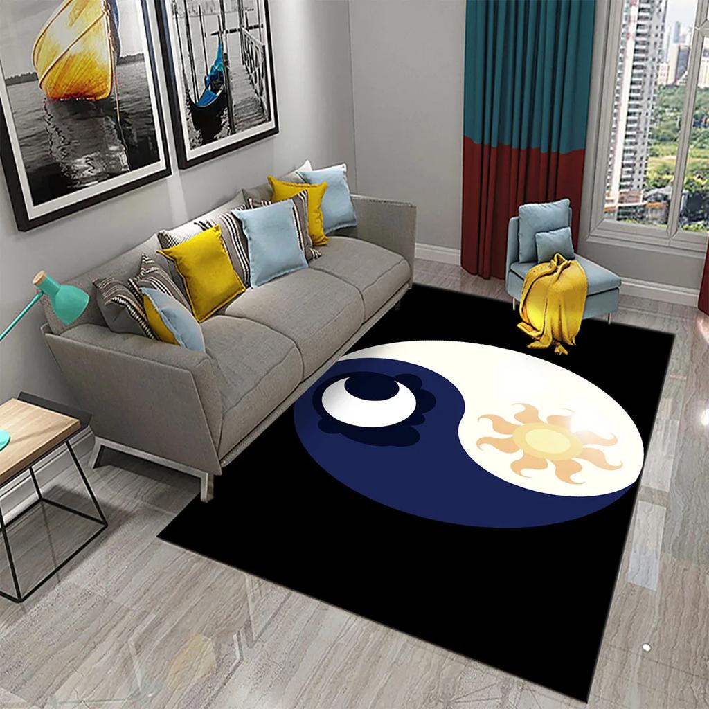 3D Yin Yang Carpet Black and White Rugs Bathroom Door Non-slip Mat Porch Living Room Kitchen Door Mat Bedroom Balcony Decor Mat