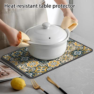 Sousplat Estampa Retrô Absorção Rápida Porta-copos Base Antiderrapante Fácil de Limpar Design Minimalista Tapete para Xícara de Café Porta-copos de Mesa à Prova de Vazamentos