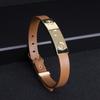 Fashionable Retro Nail Adjustable Leather Stainless Steel Minimalist Design Leather Rope Bracelet