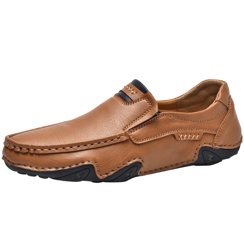 Fashion Casual Leather Man Loafers Comfy Summer Slip on Footwear Breathable Men Leisure Walk Driving Shoes Moccasins Non-Slip Boat Flats