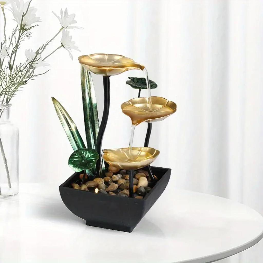 Moderner ZenLeaf Serenity-Springbrunnen für den Innenbereich, dekoratives Prunkstück für Wohnzimmer, Tisch, Büro, Heimdekoration || (Höhe - 20 cm)