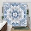 Niebiesko-Biała Symetryczna Kwiatowa Zasłona Prysznicowa, Senne Tło Gradientowe, Poliester Nadający się do Prania w Pralce, Wystrój Łazienki