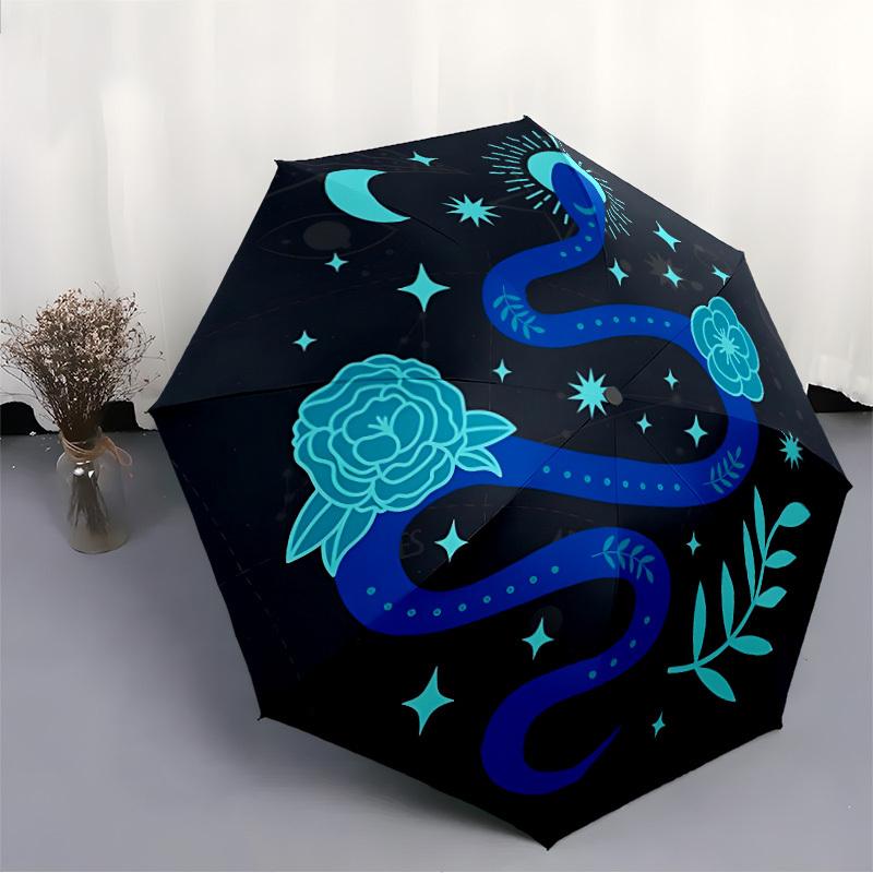 1pc Snake Flowers Automatic Open/Close Umbrella, Portable Folding Umbrella for Travel, Themed Events, It is suitable as a gift for various festivals,