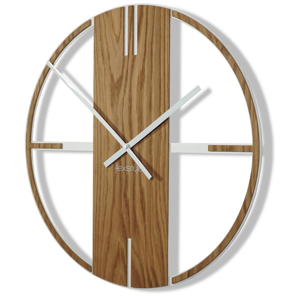 Unique Oak Metal Wall Clock 50cm