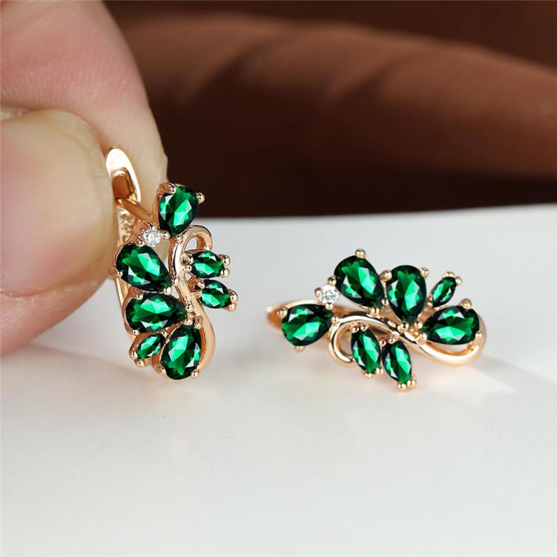 Senovinės aukso spalvos vestuviniai auskarai Vaivorykštės krištolo maži akmenukų auskarai Elegantiški gėlių daugiaspalviai cirkonio auskarai moterims Dovanų