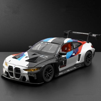 1:24 Modelo de Carro Esportivo de Liga Leve BMW M4 GT3 Metal Diecast Brinquedo Carro Veículos Modelo Som e Luz de Simulação Coleção Presente Infantil