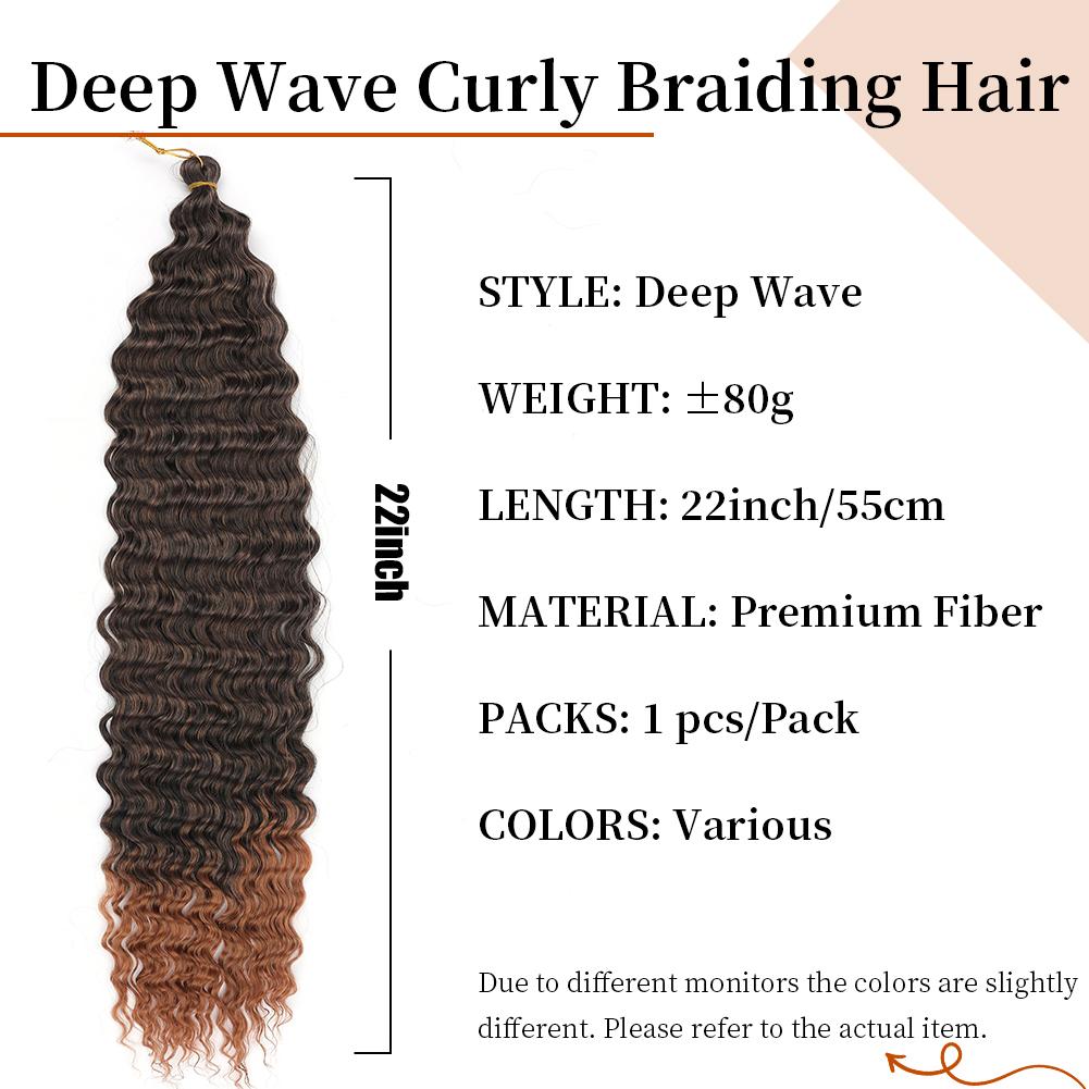 Ocean Wave Crochet Hair Long Deep Wave Curly 22 inch Braiding Hair Soft Synthetic Curly Crochet Hair For Women