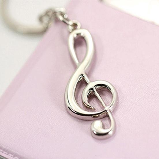 Fashion Unisex Alloy Music Note Pendant Keychain Keyring Key Ring Fob Decor