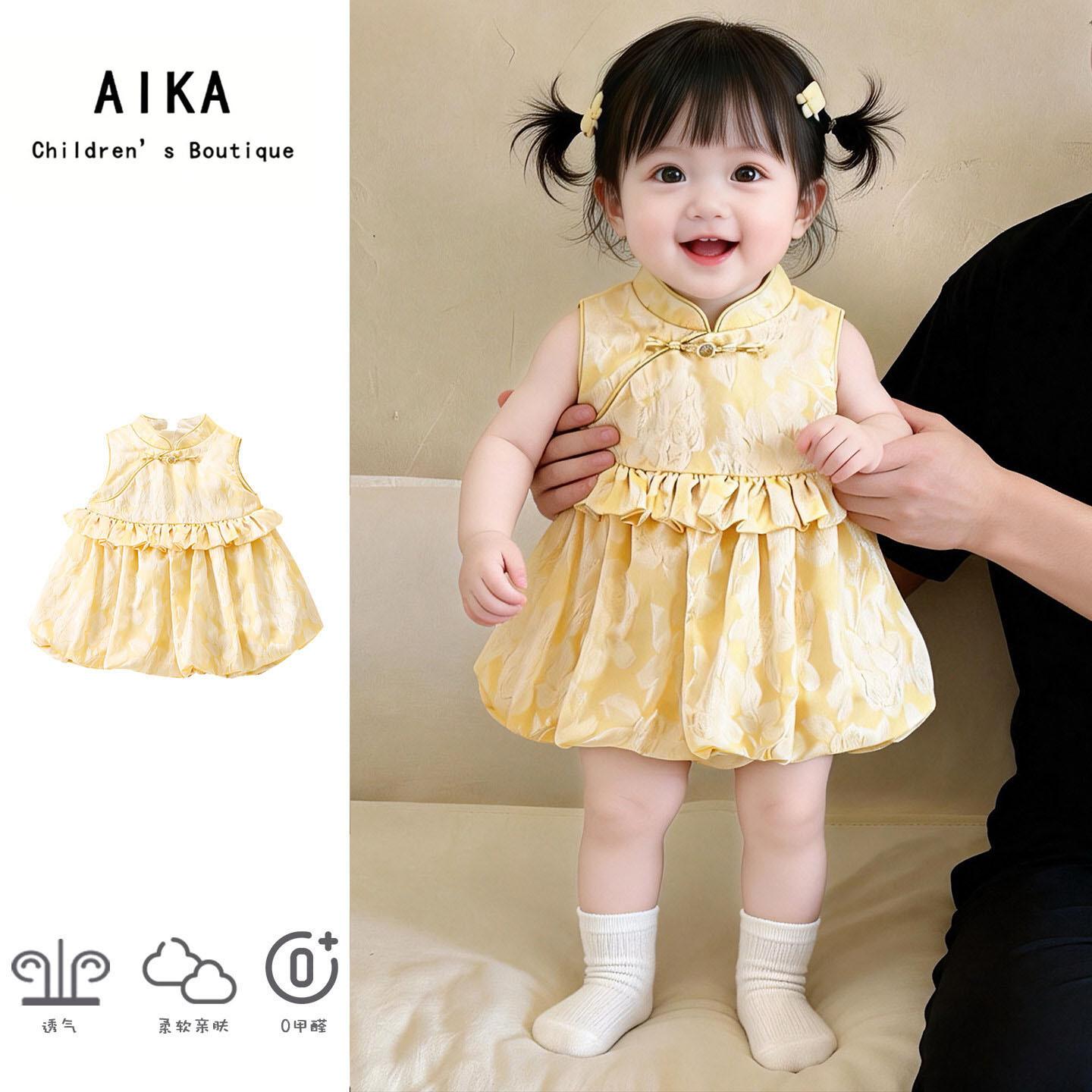 Summer New Chinese Princess Dress For Baby Girls First Birthday Ceremony Hanfu Inspired Party Gown 73