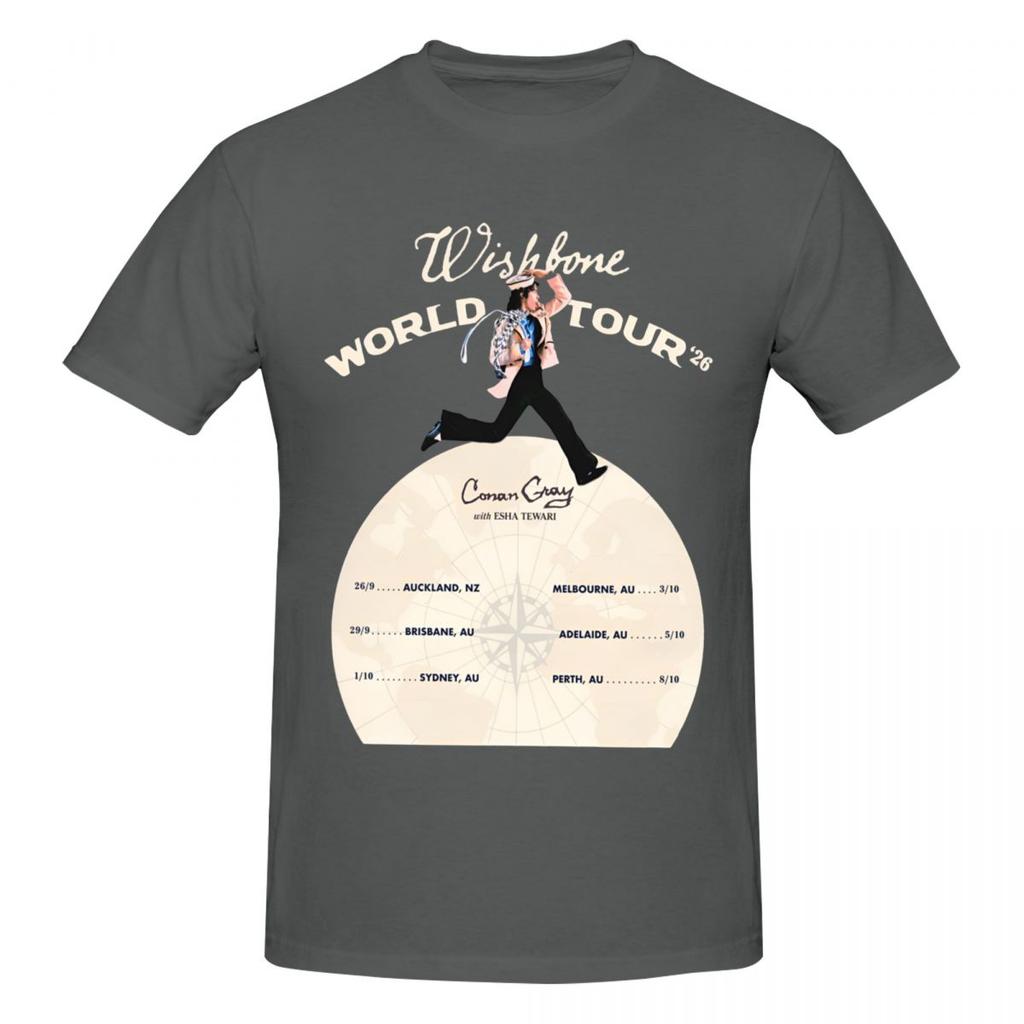 Unisex Conan Gray Wishbone World Tour 2026 Retro T Shirt Streetwear Cotton Crewneck Unisex Tshirt
