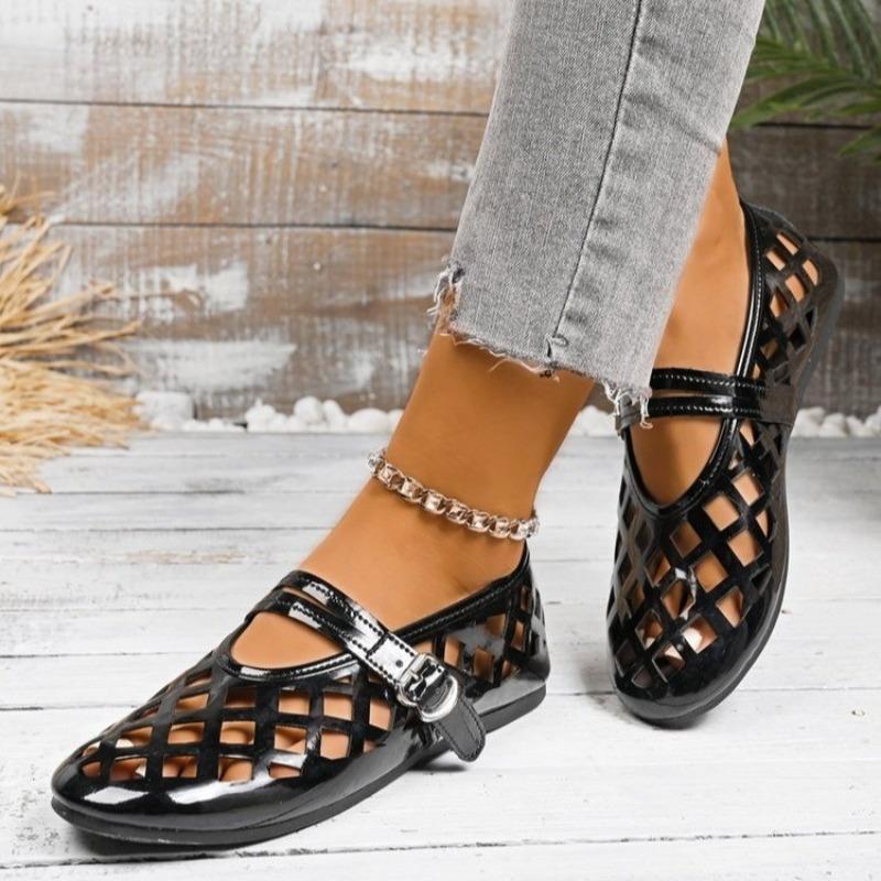2026 New Women Flats Casual Fashion Loafers Summer Hollow Ladies Shoes Closed Toe Sandals Soft Comfortable Ballet Flat Shoes