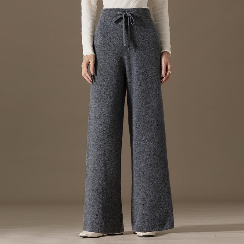2024 Autumn/Winter Women's 100% Pure Cashmere Wide-Leg Knitted Pants