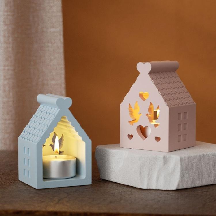 Flexible Silicone Mold for Candle Holder Hollow Out House Night Light Ornament Mould Decorative Resin Mold Handicraft