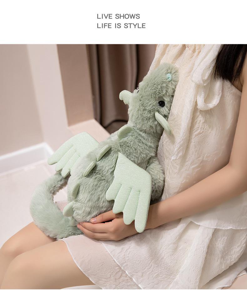 Jelly Sky Blue Rainbow Snow Dragon Plush Toy - Large Leg-Clamping Pillow for Women
