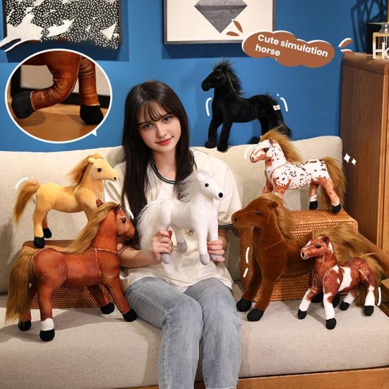 Horse Plush Toy Realistic Horse Stuffed Animal 12" Collectible Horse Soft Soft Animal Doll Pillow for Kids