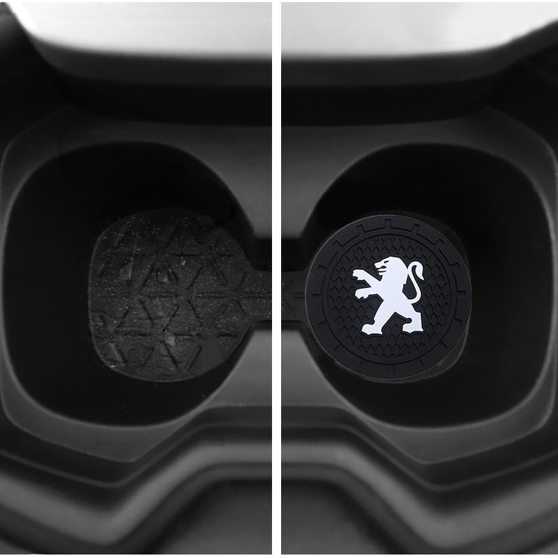 2Pcs Silicone Anti-slip Pad Car Coaster Water Cup Slot Mat For Peugeot 5008 508 408 4008 3008 208 2008 Landtrek Rifter Valve cap
