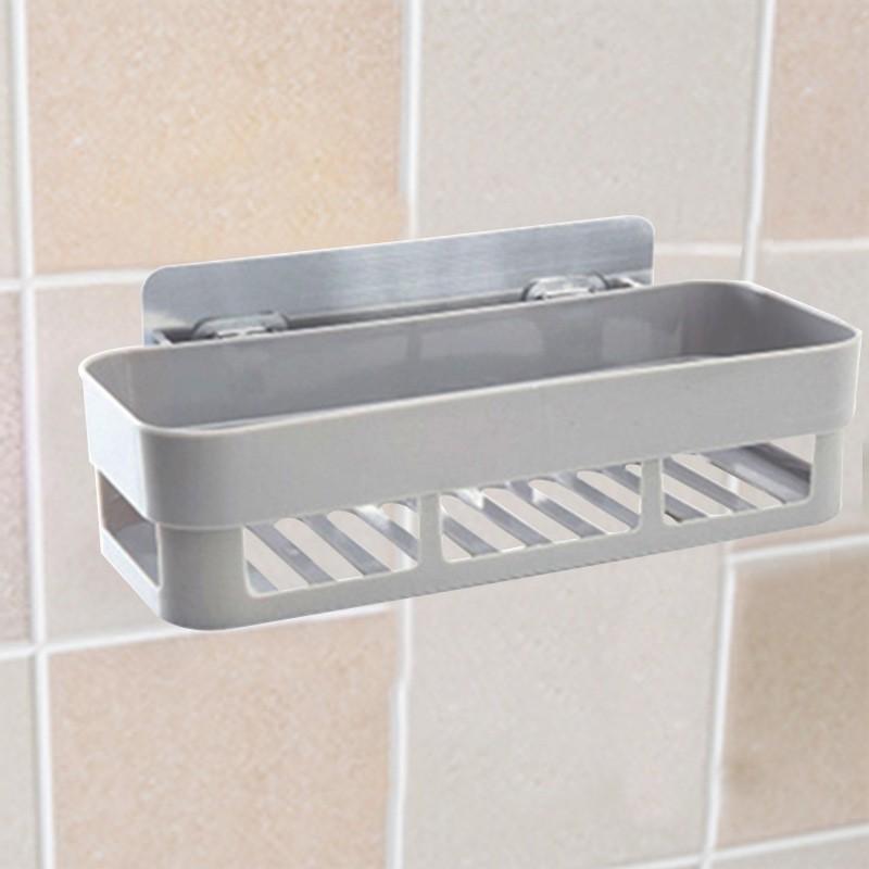Wall-Mounted Bathroom Shelf No Drilling Adhesive Storage Rack Toiletries Modern Minimalist Plastic Organizer