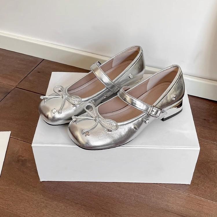 French Mary Jane High Heels Silver Rich Daughter Gentle Thick Heel Single Shoes Spring Comfortable Shoes 2025