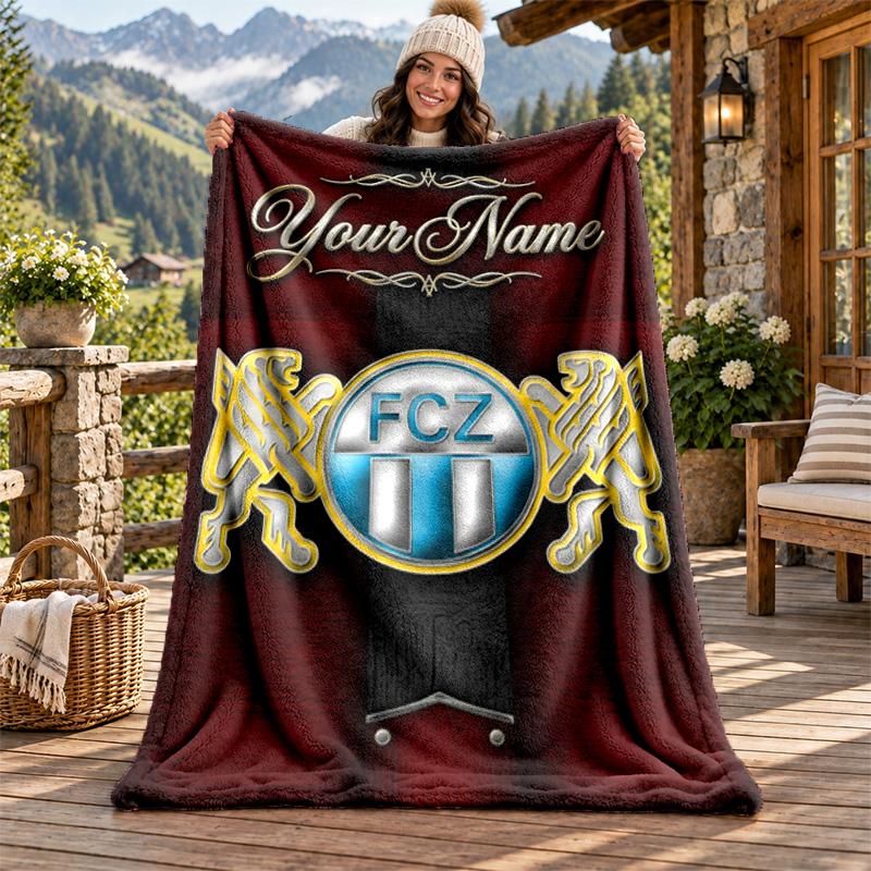FC Zurich Custom Name Flannel Blanket Personalized Soft Warm Plush Throw Blanket Customized Gift for Family Friends