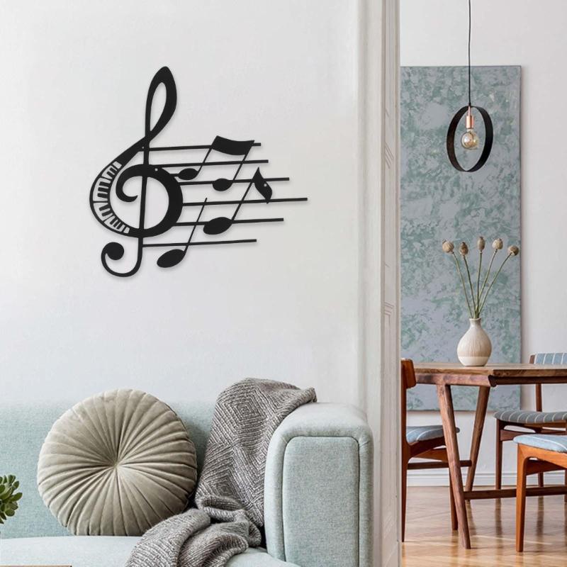 Music Notes Wall Decor Metal Music Notes Wall Music Theme Note Decor Hanging Sign Wall Hanger for Home Living Room Art