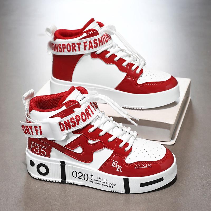 Children's High-Top Sports Shoes Boys 2025: New Autumn/Winter Trendy Leather Upper for Middle and Big Kids