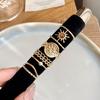Four-Piece Geometric Star Open Metal Ring Set - Retro High-End Index Finger Jewelry