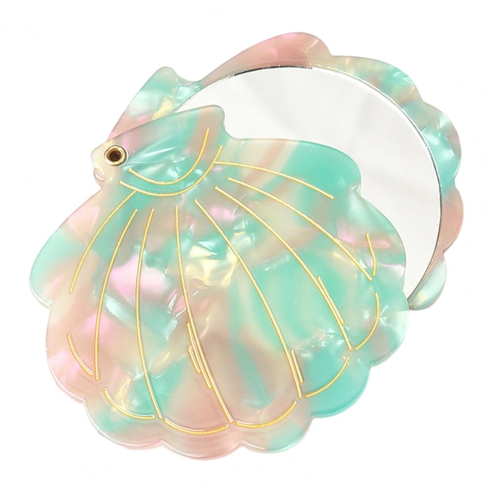 Espejo de Maquillaje de Concha de 7,5 cm Portátil de Viaje Plegable de Ácido Acético Espejo de Tocador Ligero para Mujeres Niñas Espejo Cosmético de Mano