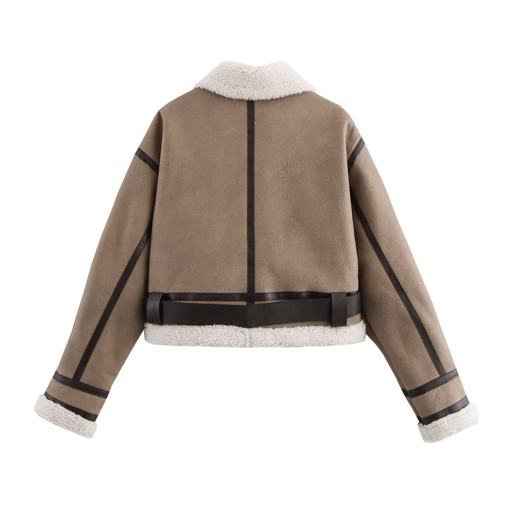 European and American style, new women's clothing, fashionable, versatile, retro fur integrated short jacket