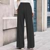 Pantaloni Lunghi Casual Comodi All-Match Monocolore Vita Alta Gamba Larga Dritta da Donna