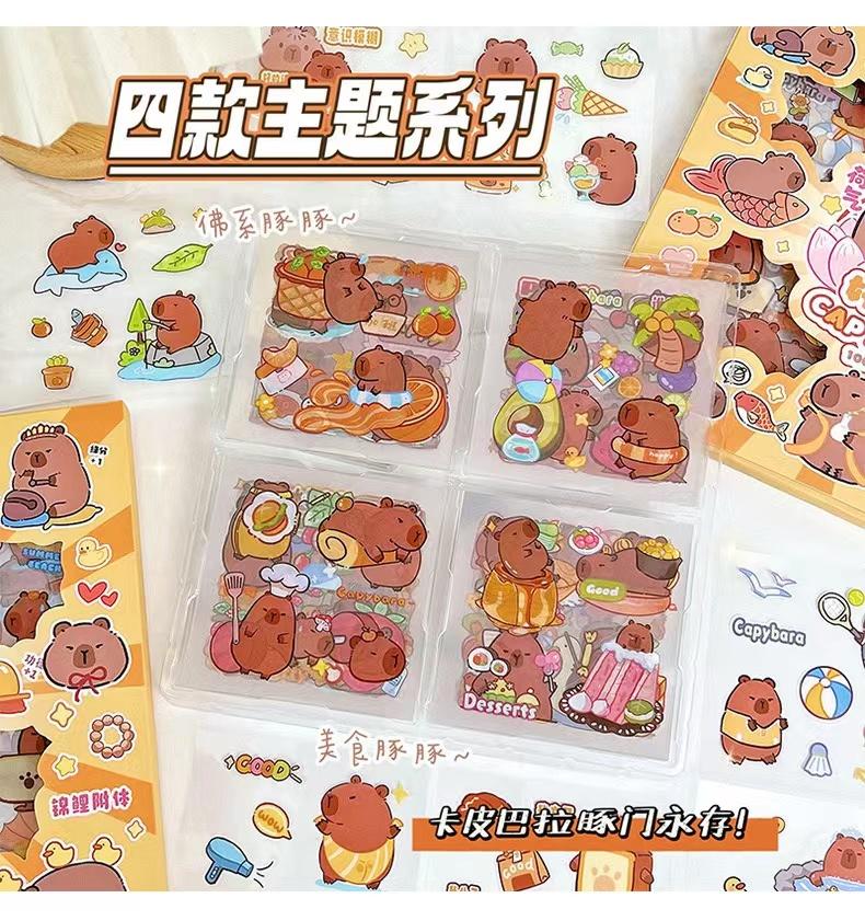 Kawaii Stationery Cute Capybara School Supplies Diary Decoration Journal Sketchbook Stickers Pack for Scrapbooking Aesthetic
