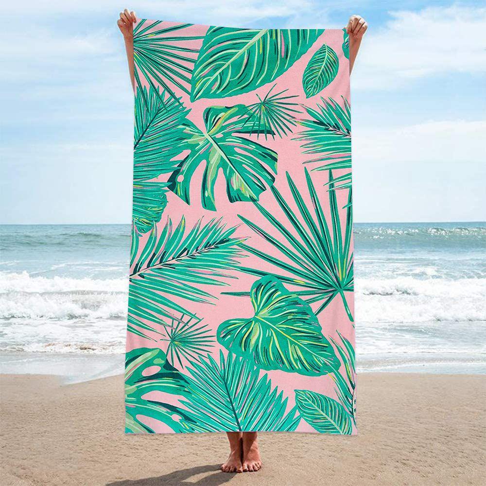 Double-Sided Terry Printed Beach Towel, Microfiber Adult Swimming Bath Towel, Quick-Drying Double-Sided Velvet