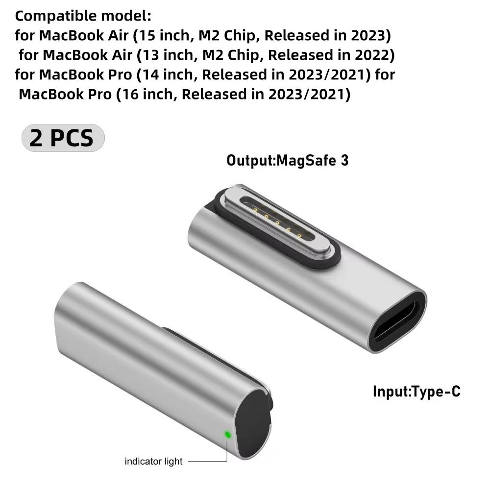 140W Type-C Female To Magsafe 3 Converter Laptop Indicator Light USB-C Magnetic Adapter Zinc Alloy Connector for MacBook Air/Pro