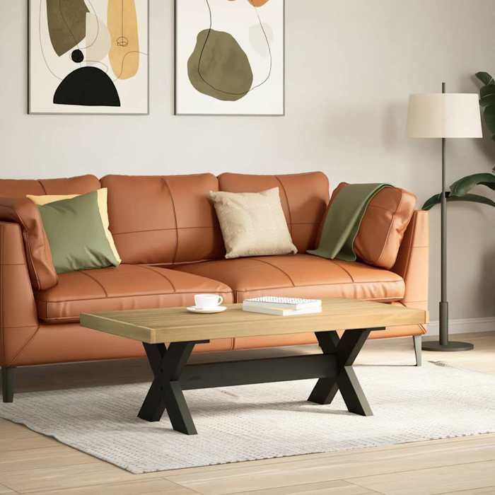VidaXL Table basse NOAIN pieds en forme de X 120x60x40 cm massif pin, table, table en bois, table rustique, table de salon, 4100034