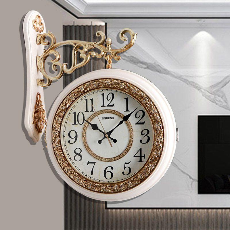 Double-sided Wall Clock Creative Living Room Clock Retro Corner Rotation Wall Watch Entrance Hall Hang Decorative Ornaments