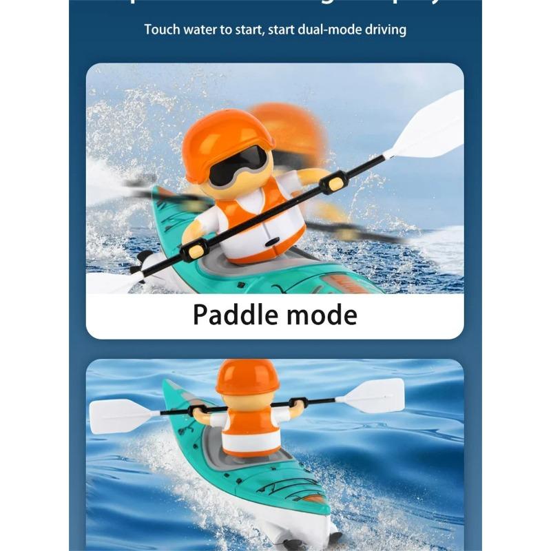 Rc Boat Kayak Racing Ship 2.4G Remote Control Rowing Boat Paddling Water Competition Games Summer Outdoor Toy for Boys Kids Gift