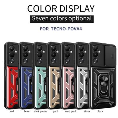 Military Grade Slide Camera Lens Protection Armor Case For Tecno Pova 6 5 4 3 2 Pova 6 5 Pro 6 Neo With Metal Ring Bumpers Cover