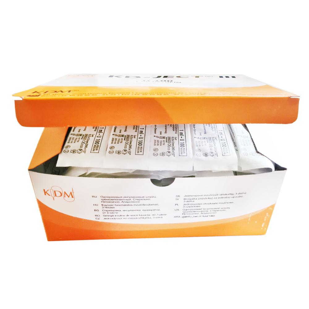 Insulin Syringe With Replaceable Needle 1Ml U-100 G29 (0.33X12) Kd-Ject Iii 100 Pcs