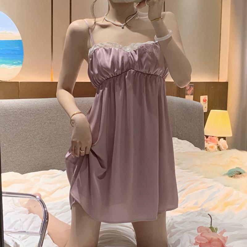 Pure Desire Princess Style Ice Silk Suspender Nightgown Women'S Summer Comfortable Fashion Light Luxury Loungewear