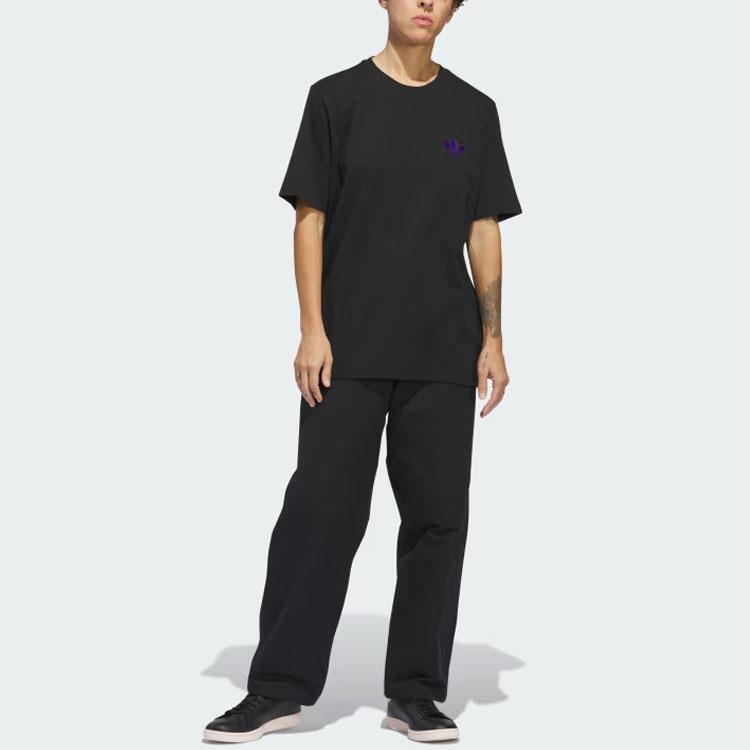 adidas 4.0 Stretch Logo Short-Sleeve Tee Black/Collegiate Purple Men Streetwear IS2662