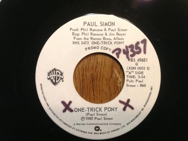 

7inch Record PAUL SIMON OneTrick Pony WBS49601 Warner Bros. Re 1980 Canada Rock Used