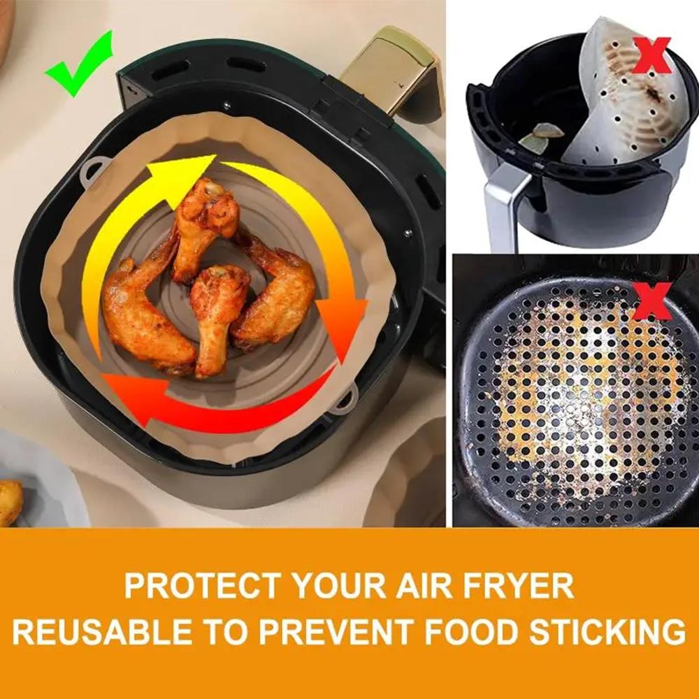 Multipurpose Air Fryer Pad Silicone Air Fryer Liners Accessories Cake Baking Pan Round Insulation Pad Tray Fryer Pad
