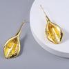 Creative Design Small Water Drop Leaf Gold Color Metal Earring for Women Trendy Long Leafy Flowers Pendientes Punk Jewelry Gift