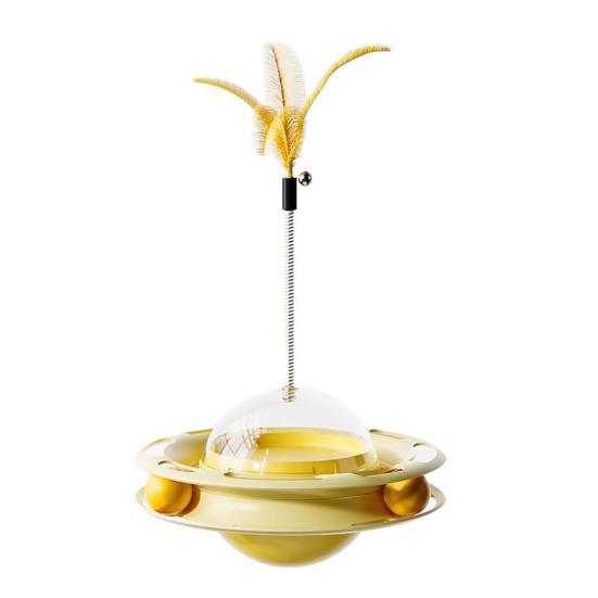 Yousheng Wobble Cat Toy Interactive Cat Treat Dispenser with Track Ball And Feather Teaser Wand Slow Feeder Puzzle Toy for Indoor Cats Exercise